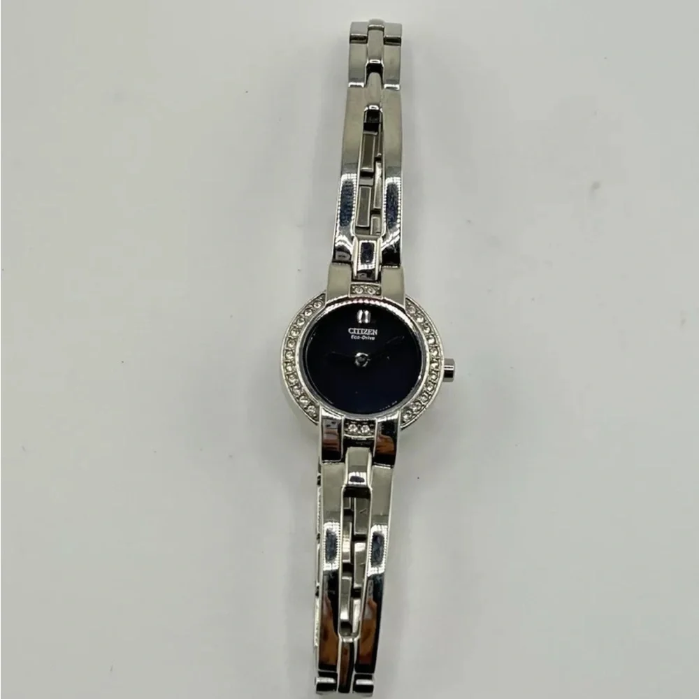 Citizen Eco-Drive 21mm Ladies Watch with Black Dial and Crystal Bezel #186 run